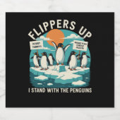 Flippers omhoog Ik sta met pinguïns grappig verzet Bier Etiket (Enkel label)