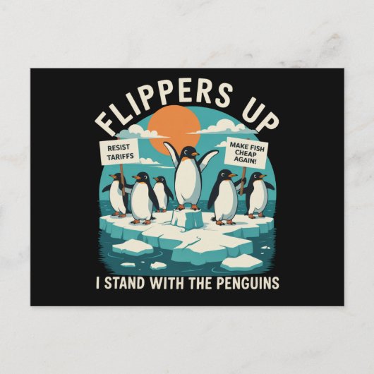 Flippers omhoog Ik sta met pinguïns grappig verzet Briefkaart (Voorkant)