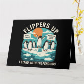 Flippers omhoog Ik sta met pinguïns grappig verzet Kaart (Gele Bloem)