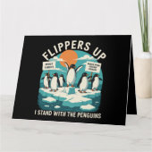 Flippers omhoog Ik sta met pinguïns grappig verzet Kaart (Voorkant)