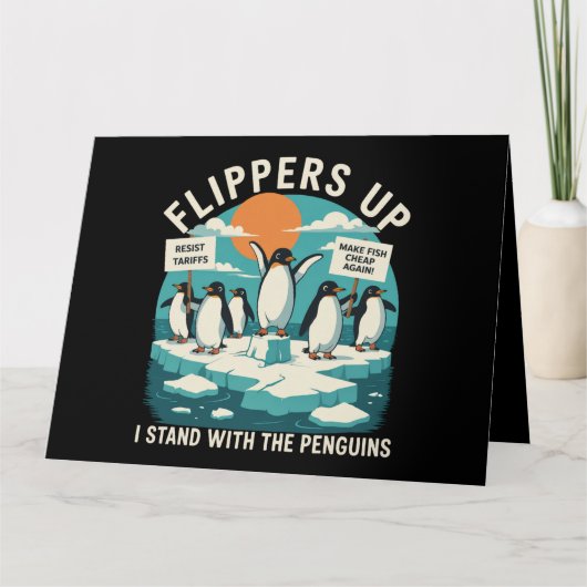 Flippers omhoog Ik sta met pinguïns grappig verzet Kaart (Voorkant)
