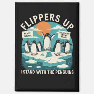 Flippers Omhoog Ik Sta Met Pinguïns Grappig Verzet Magneet