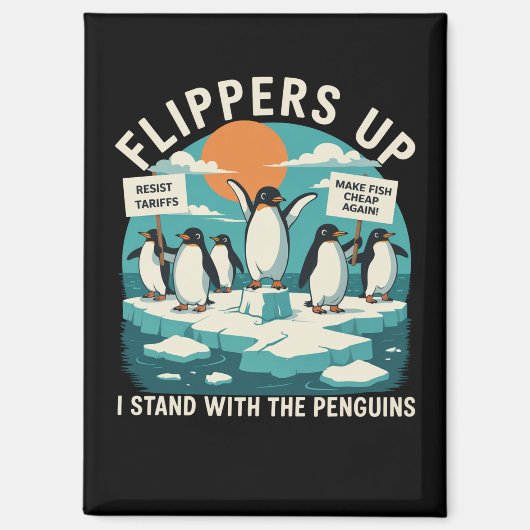 Flippers omhoog Ik sta met pinguïns grappig verzet Magneet (Voorkant)