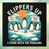 Flippers omhoog Ik sta met pinguïns grappig verzet Raamsticker (Vel 3)