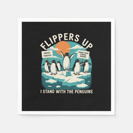 Flippers omhoog Ik sta met pinguïns grappig verzet Servet (Voorkant)