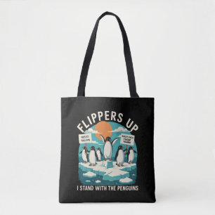 Flippers Omhoog Ik Sta Met Pinguïns Grappig Verzet Tote Bag
