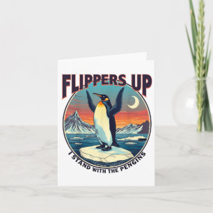 Flippers up Ik sta met de Penguins Funny T-shirt Kaart