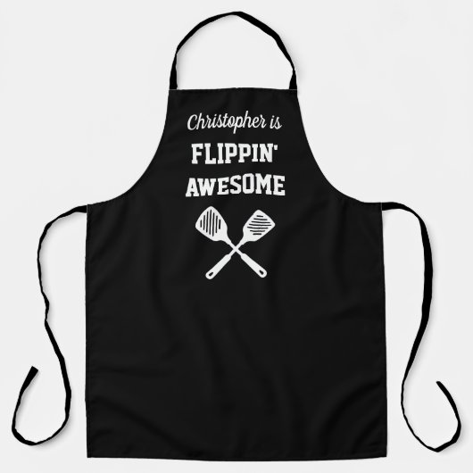 Flippin Awesome Personalized Black Grilling Schort (Voorkant)