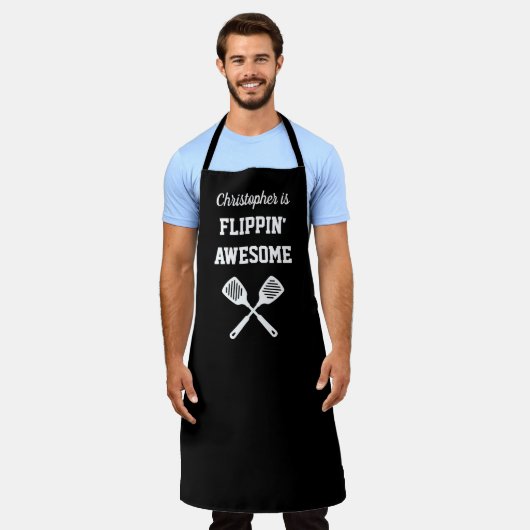Flippin Awesome Personalized Black Grilling Schort (Gedragen)