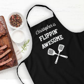Flippin Awesome Personalized Black Grilling Schort