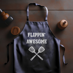 Flippin Awesome Spatel Grappig Navyblauw Grilleren Schort