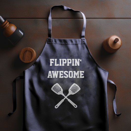 Flippin Awesome Spatel Grappig Navyblauw Grilleren Schort