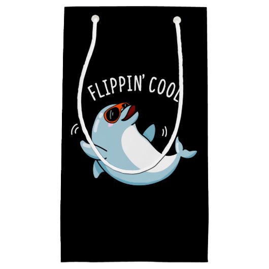 Flippin Cool Funny Dolphin Pun Dark BG Klein Cadeauzakje (Voorkant)