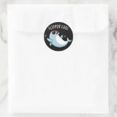 Flippin Cool Funny Dolphin Pun Dark BG Ronde Sticker (Tas)