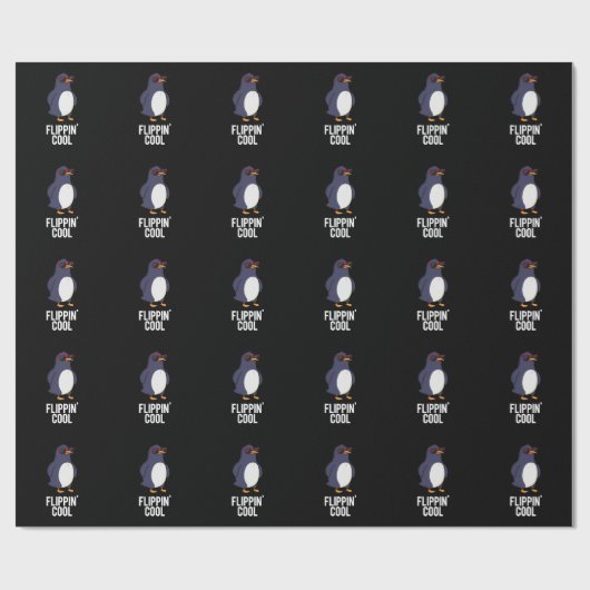 Flippin Cool Funny Penguin Pun Dark BG Cadeaupapier (Vlak)