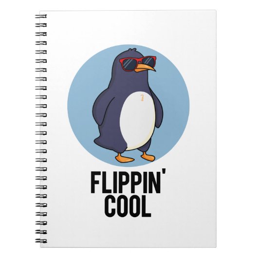 Flippin Cool Funny Penguin Pun Notitieboek (Voorkant)