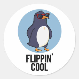 Flippin Cool Funny Penguin Pun Ronde Sticker