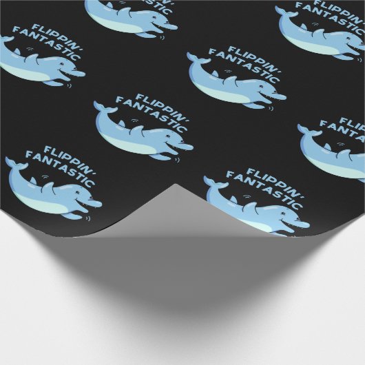 Flippin Fantastic Funny Dolphin Pun Dark BG Cadeaupapier (Hoek)