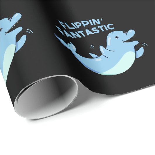 Flippin Fantastic Funny Dolphin Pun Dark BG Cadeaupapier (Rol Hoek)