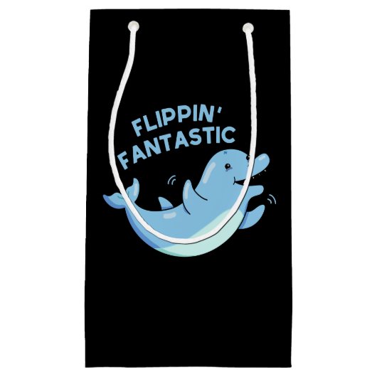 Flippin Fantastic Funny Dolphin Pun Dark BG Klein Cadeauzakje (Voorkant)