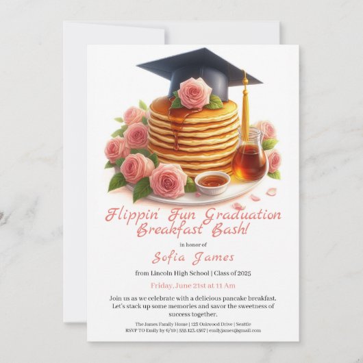Flippin Fun Graduation Breakfast Bash Invitation Kaart (Voorkant)