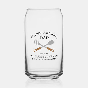 Flippin Geweldige pa BBQ Vader gepersonaliseerd Blikvorm Glas