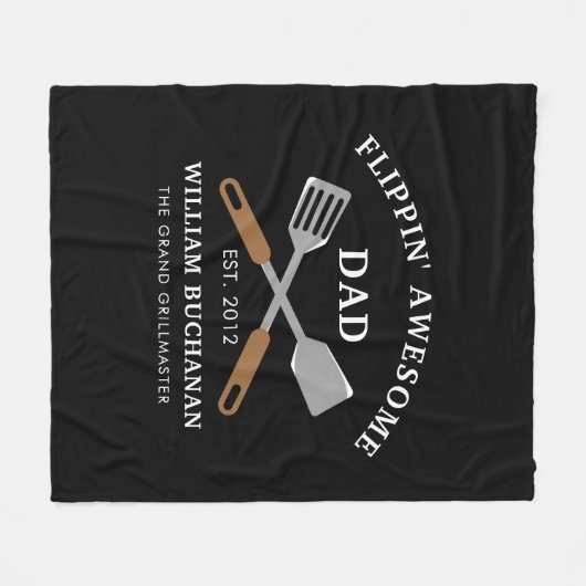 Flippin Geweldige pa BBQ Vader gepersonaliseerd Fleece Deken (Voorkant (Horizontaal))