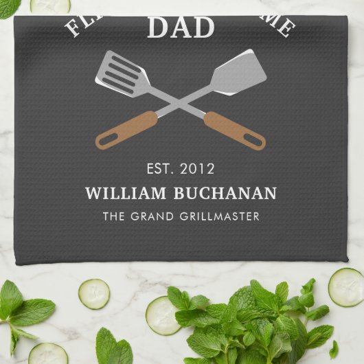 Flippin Geweldige pa BBQ Vader gepersonaliseerd Theedoek (Gevouwen)