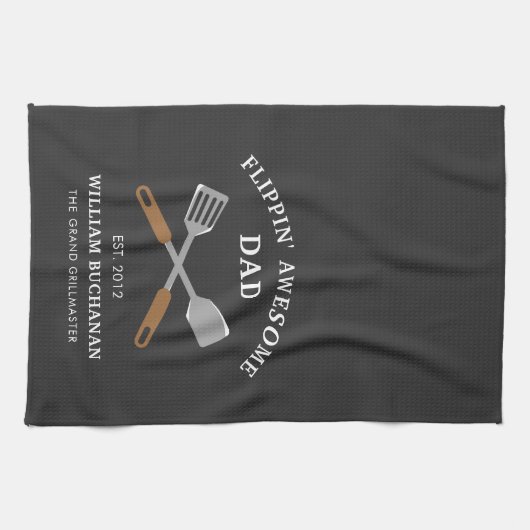 Flippin Geweldige pa BBQ Vader gepersonaliseerd Theedoek (Horizontaal)
