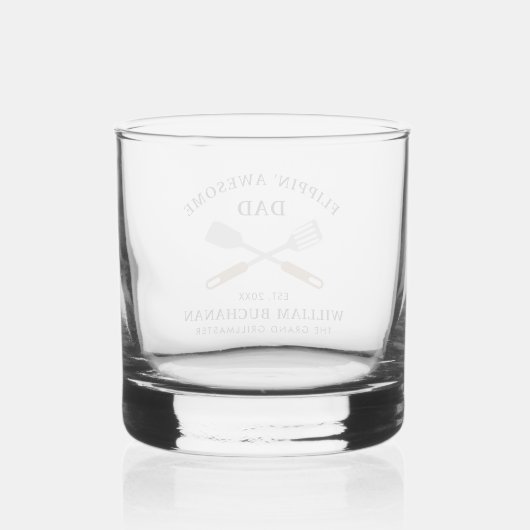 Flippin Geweldige pa BBQ Vader gepersonaliseerd Whisky Glas (Achterkant)