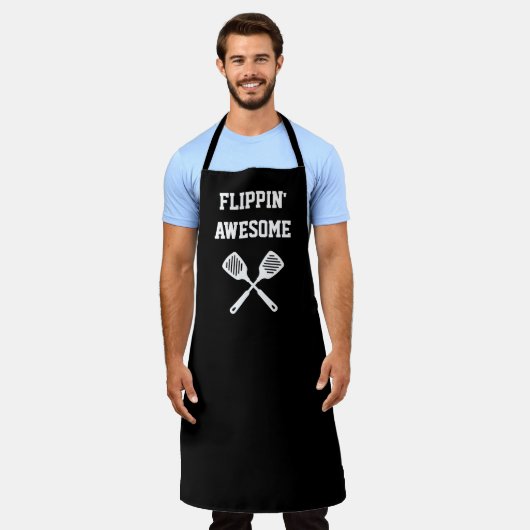 Flippin Geweldige Spatula Funny Black Grilling Schort (Gedragen)