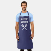 Flippin Geweldige Spatula Funny Navy Blue Grilling Schort (Gedragen)