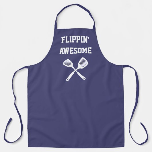 Flippin Geweldige Spatula Funny Navy Blue Grilling Schort (Voorkant)