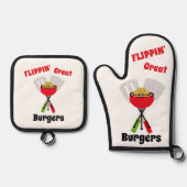 Flippin’ Grote Burgers Ovenwant & Pannenlap Set (Voorkant)