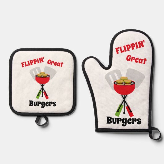 Flippin’ Grote Burgers Ovenwant & Pannenlap Set (Voorkant)