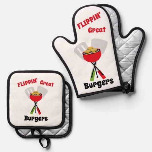 Flippin’ Grote Burgers Ovenwant & Pannenlap Set (Voorkant / Achterkant)