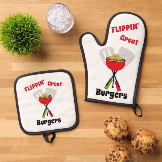 Flippin’ Grote Burgers Ovenwant & Pannenlap Set (Top down)