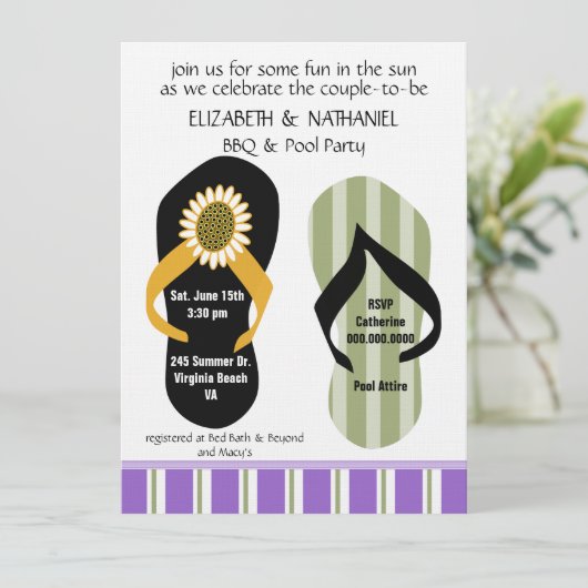 Flippin Out Couples Wedding Shower Pool Party Kaart (Staand voorkant)