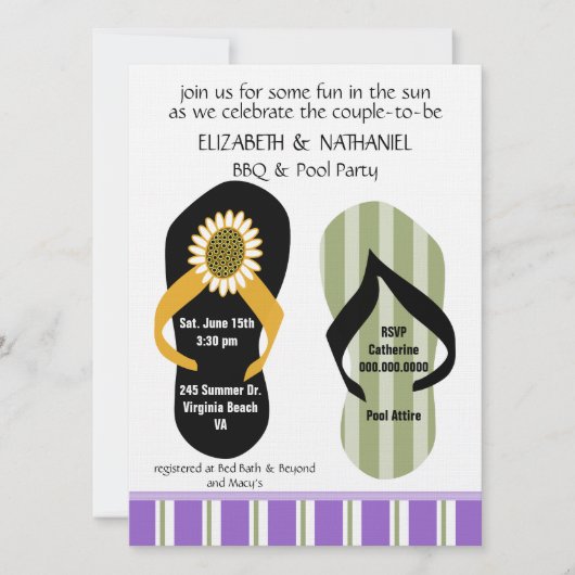 Flippin Out Couples Wedding Shower Pool Party Kaart (Voorkant)