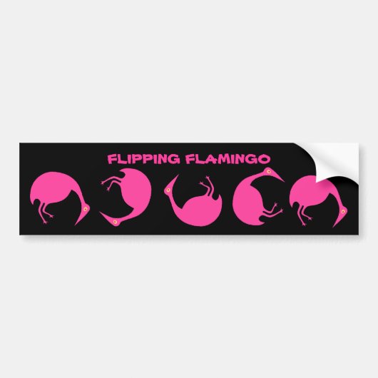 FLIPPING FLAMINGO ~TUIMELENDE VOGELS BUMPERSTICKER (Voorkant)