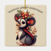 Flipping Flapping Merry Christmas Penguin Quirky  Keramisch Ornament (Achterkant)