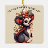Flipping Flapping Merry Christmas Penguin Quirky  Keramisch Ornament (Voorkant)