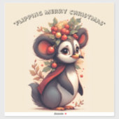 Flipping Flapping Merry Christmas Penguin Quirky  Sticker (Vel)