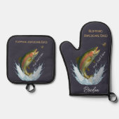 Flipping Geweldige Dad Fly Vissen kinder namen Ovenwant & Pannenlap Set (Voorkant)