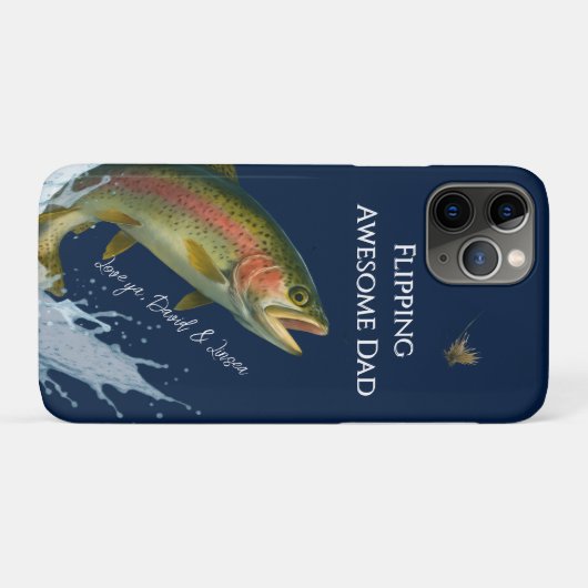 Flipping Geweldige Dad Rainbow Forel Navy Blauw Case-Mate iPhone Case (Achterkant (horizontaal))
