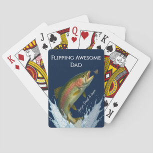 Flipping Geweldige Dad Rainbow Forel Vliegen Visse Pokerkaarten
