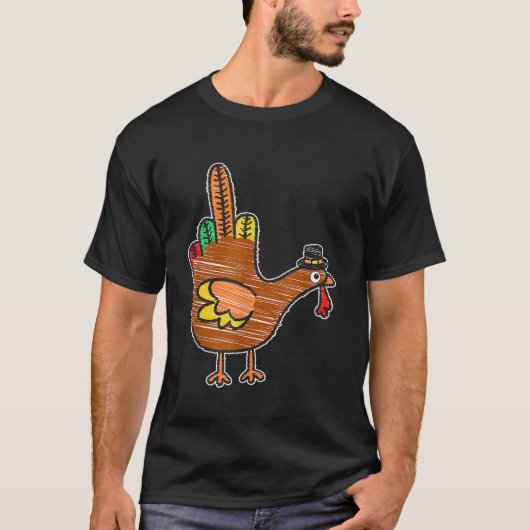 Flipping the Bird Thanksgiving Turkije Funny Drawi T-shirt (Voorkant)