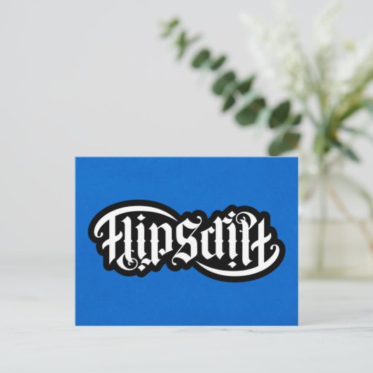 FlipScript Ambigram Notecard Briefkaart (Staand voorkant)