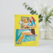 Flireren bij Mirror Pin Up Briefkaart (Staand voorkant)