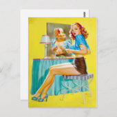 Flireren bij Mirror Pin Up Briefkaart (Voorkant / Achterkant)